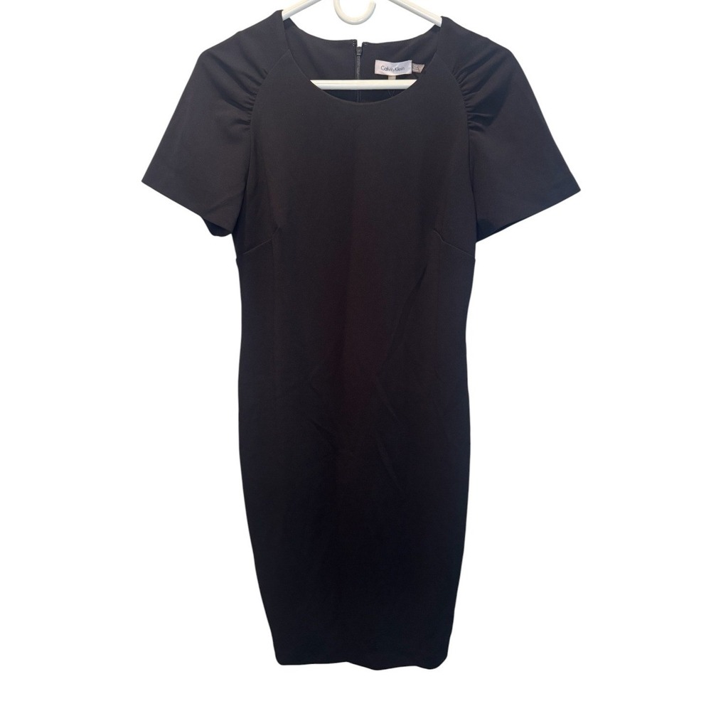Calvin Klein Womens Black Sheath Dress Puff Shoulder Sz 10 NEW Party Cocktail
